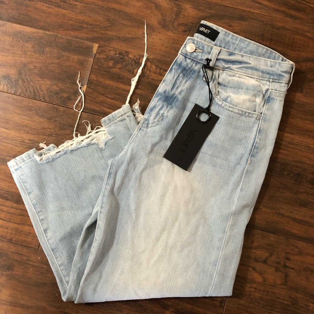 Vervet by Flying Monkey-Denim Crop Wide Leg Jeans